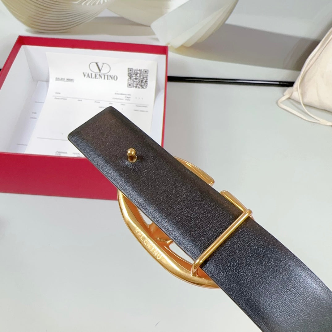 The Bold Edition Reversible Belt 30mm Light Pink Black Calfskin Gold Buckle