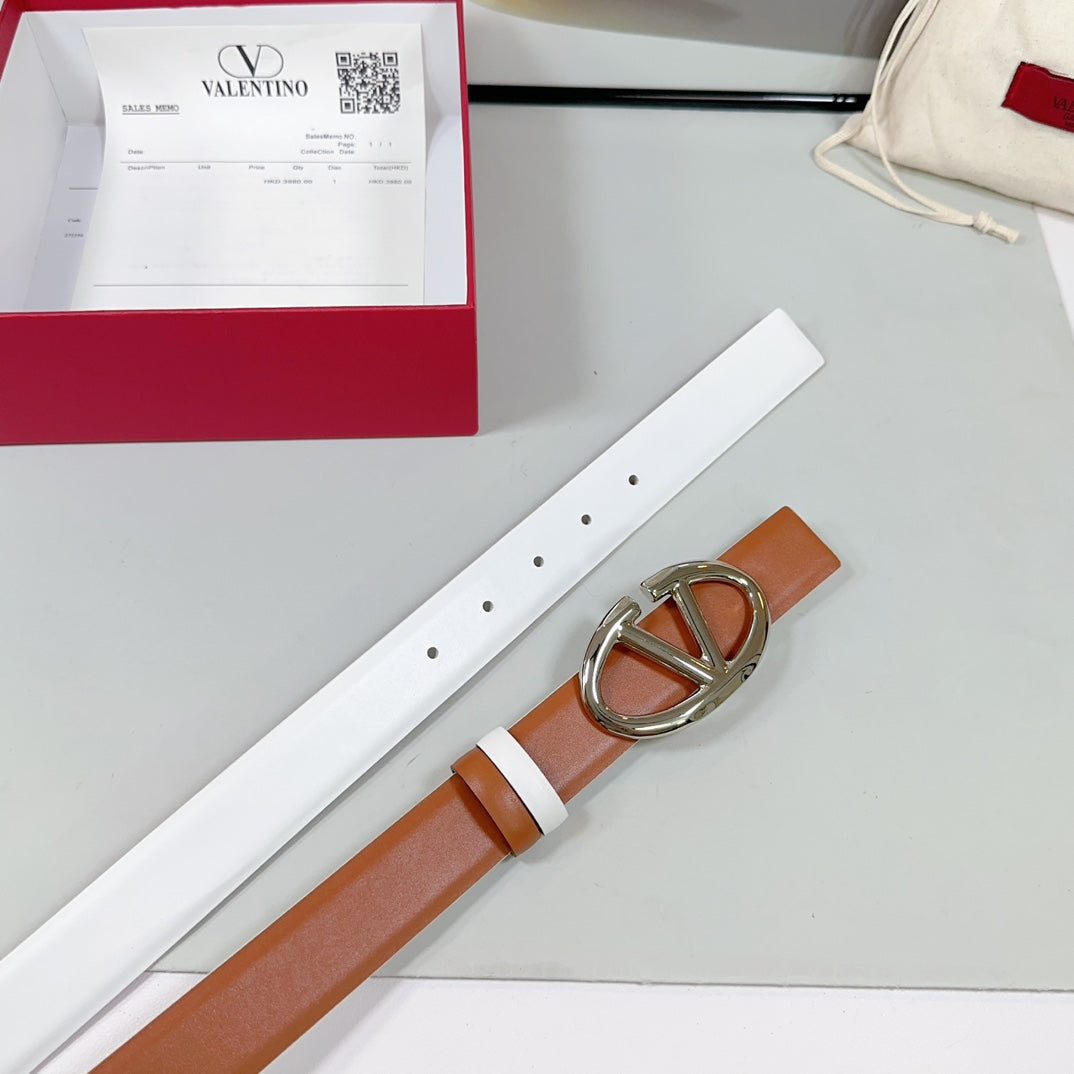 The Bold Edition Reversible Belt 30mm Brown White Calfskin Silver Buckle