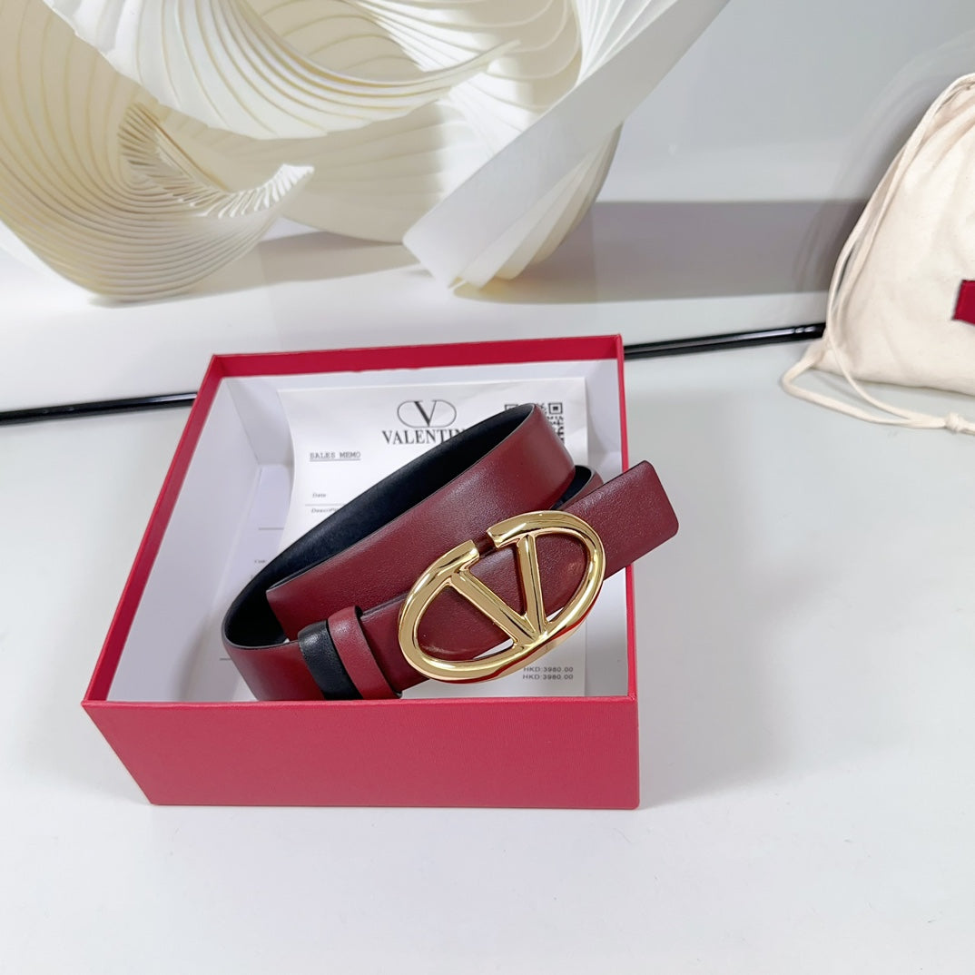 The Bold Edition Reversible Belt 30mm Burgundy Black Calfskin Gold Buckle