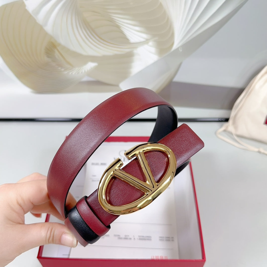 The Bold Edition Reversible Belt 30mm Burgundy Black Calfskin Gold Buckle