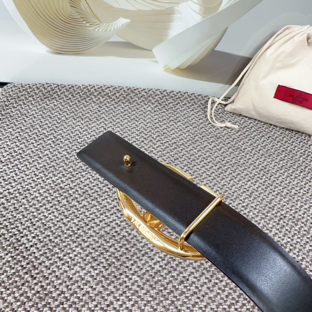 The Bold Edition Reversible Belt 30mm Gold Metalic Black Calfskin Gold Buckle