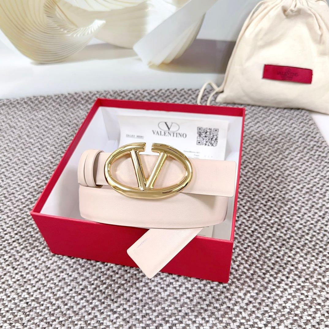 The Bold Edition Reversible Belt 30mm Pastel Pink Calfskin Gold Buckle