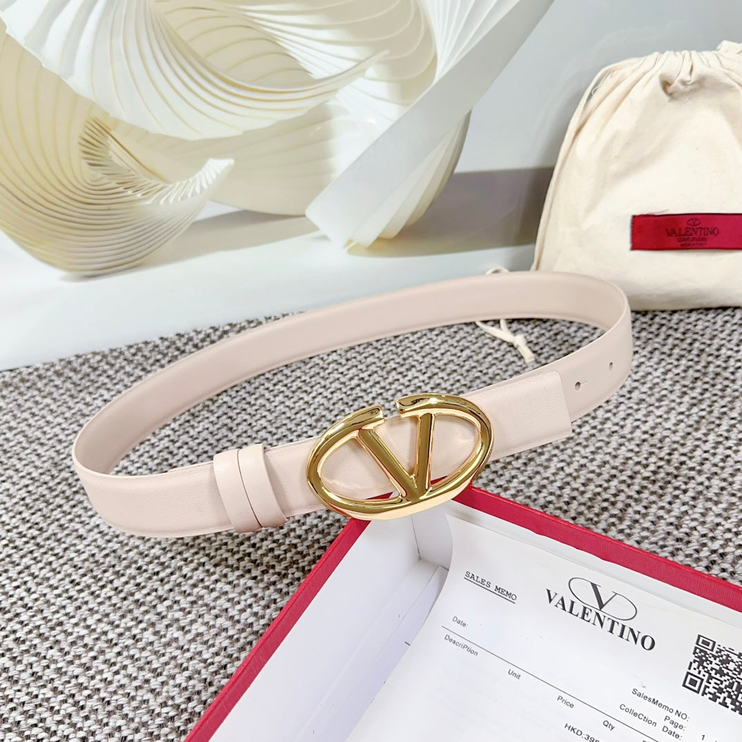 The Bold Edition Reversible Belt 30mm Pastel Pink Calfskin Gold Buckle