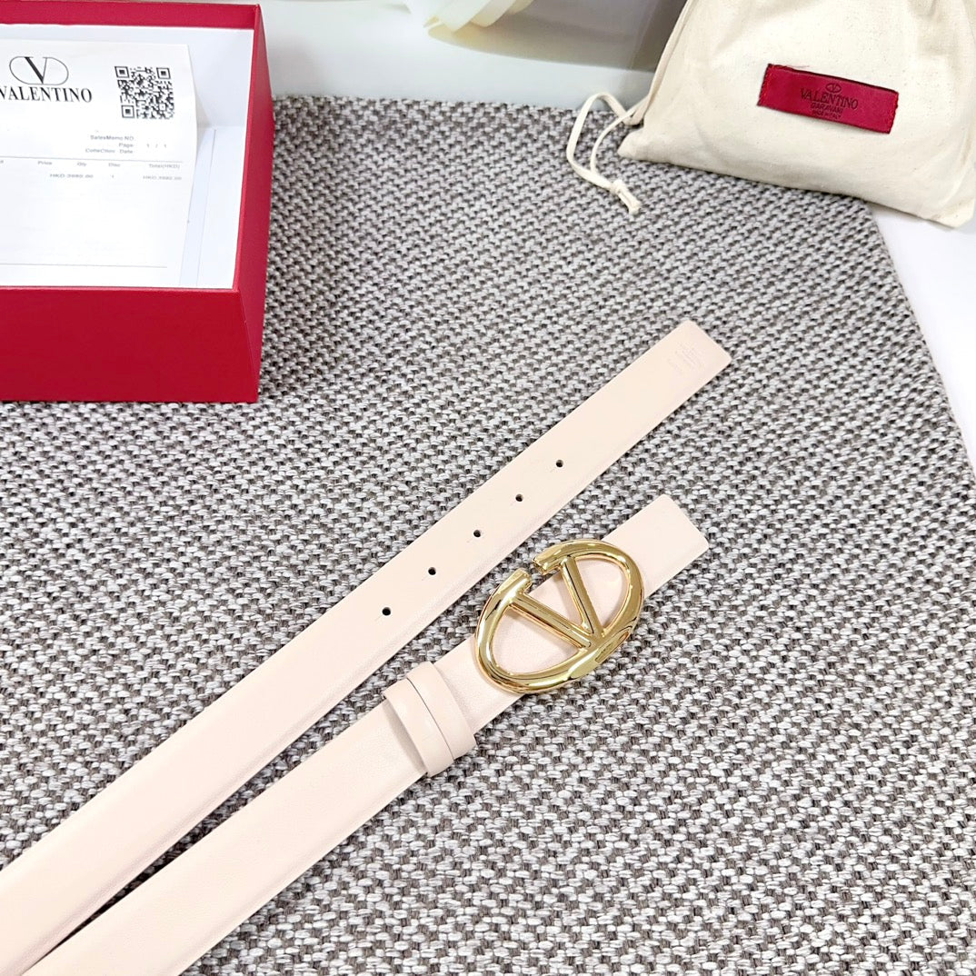 The Bold Edition Reversible Belt 30mm Pastel Pink Calfskin Gold Buckle