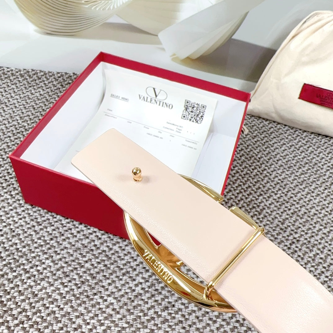 The Bold Edition Reversible Belt 30mm Pastel Pink Calfskin Gold Buckle