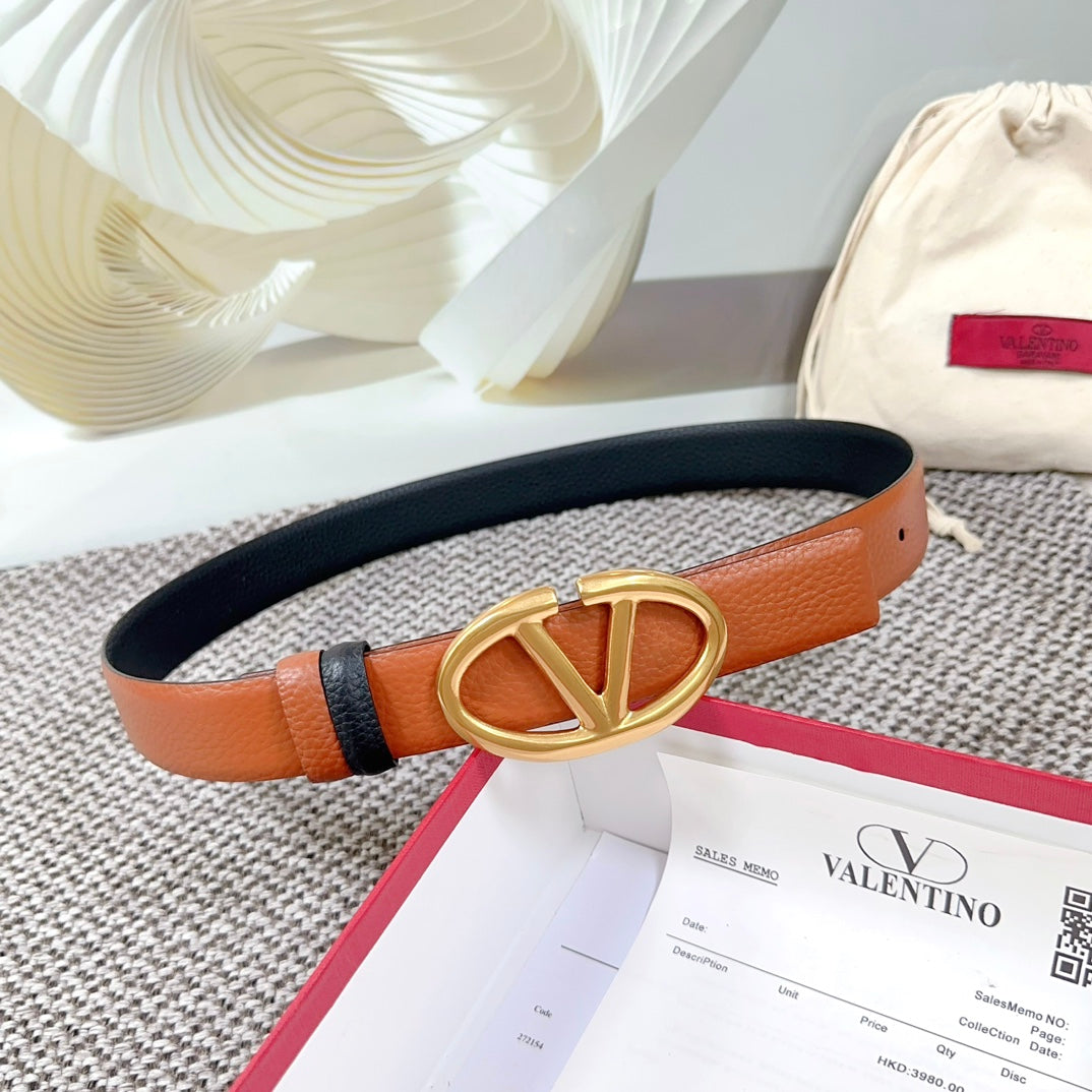 The Bold Edition Reversible Belt 30mm Brown Black Grained Calfskin Gold Buckle