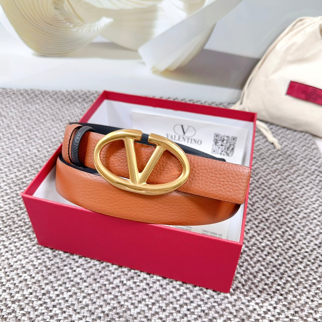 The Bold Edition Reversible Belt 30mm Brown Black Grained Calfskin Gold Buckle