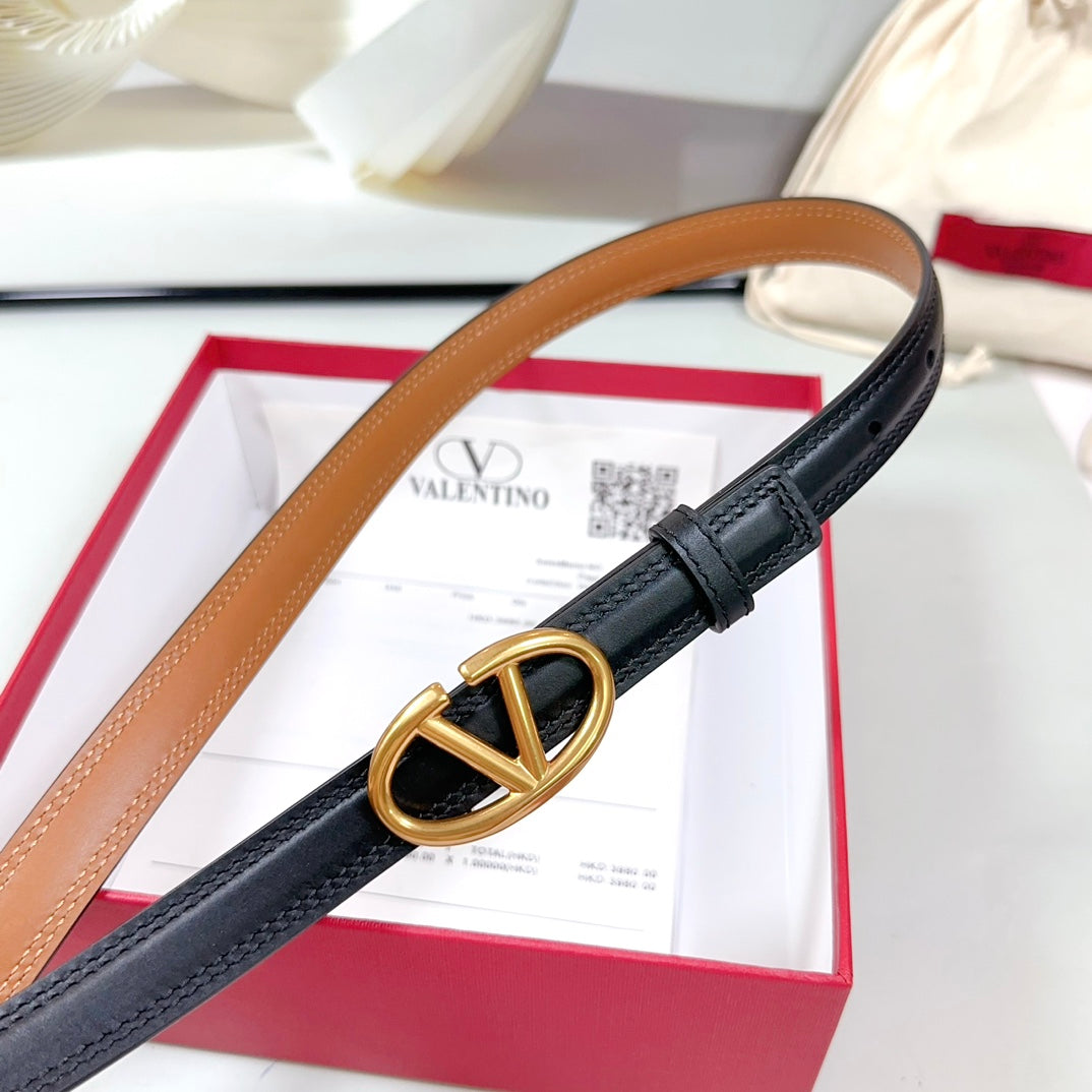 The Bold Edition Belt 20mm Black Brown Calfskin Gold Buckle