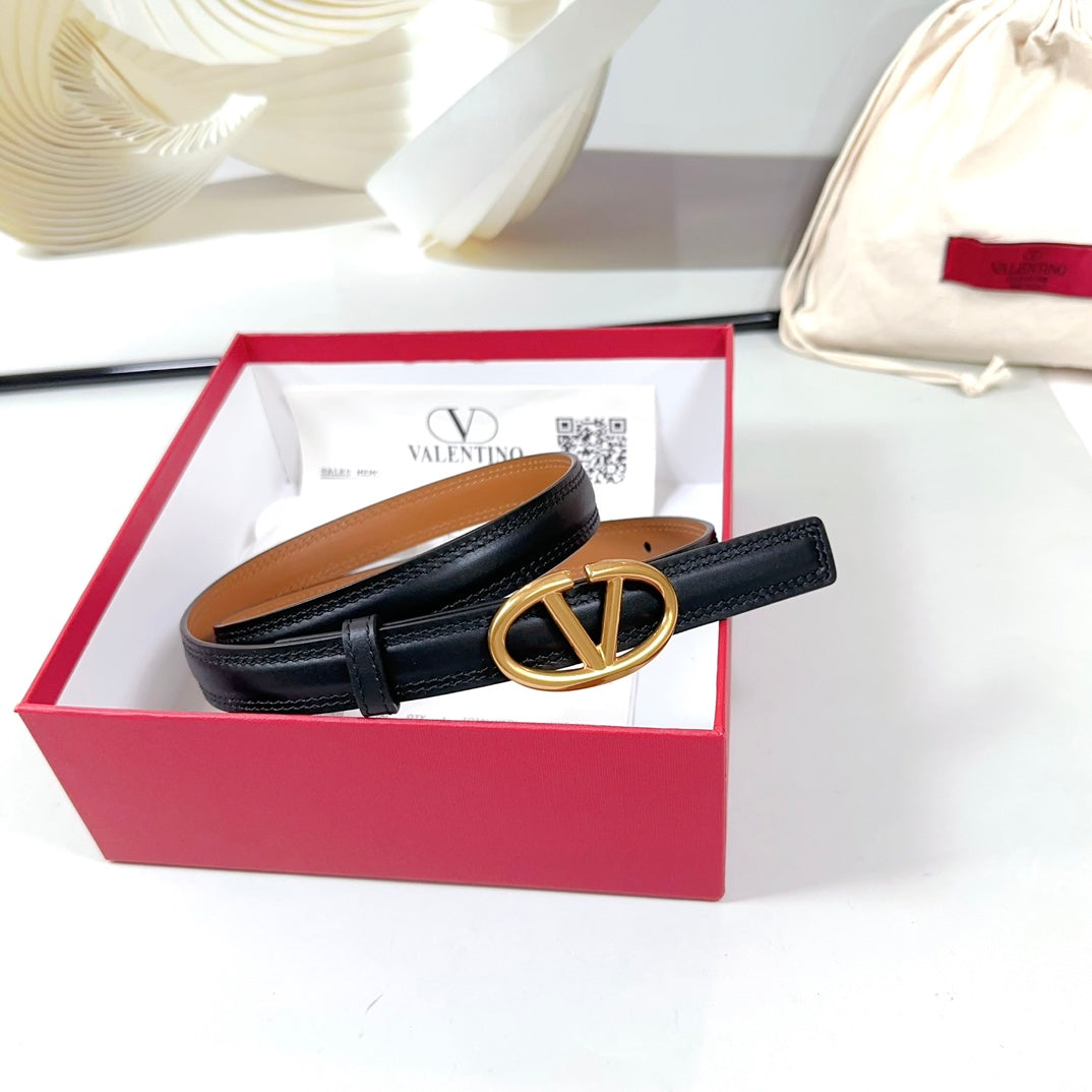 The Bold Edition Belt 20mm Black Brown Calfskin Gold Buckle