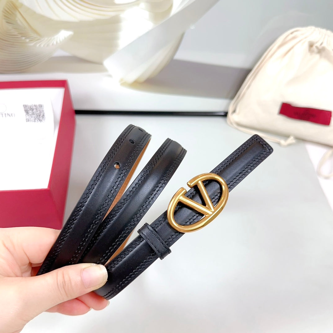 The Bold Edition Belt 20mm Black Brown Calfskin Gold Buckle