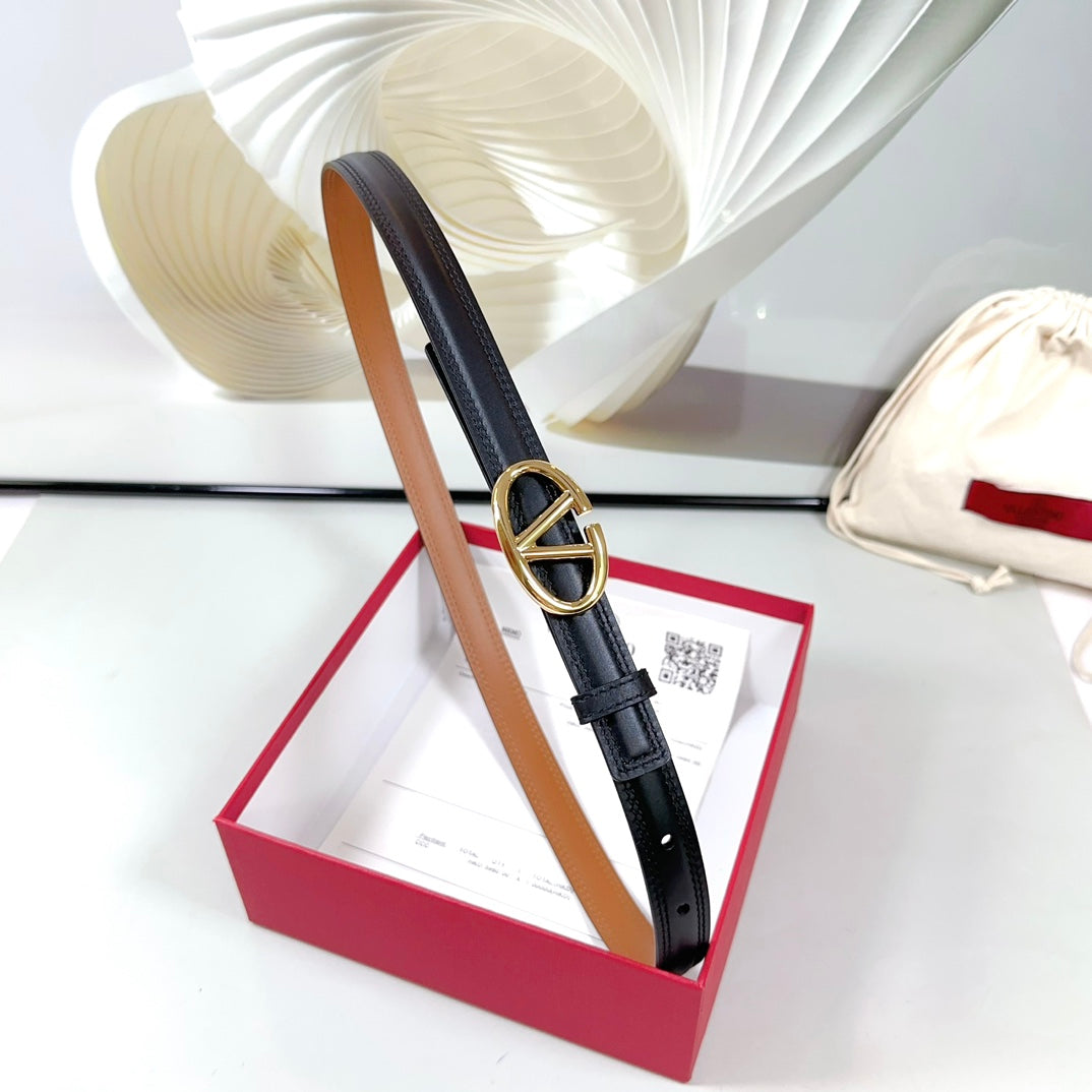 The Bold Edition Belt 20mm Black Brown Calfskin Light Gold Buckle