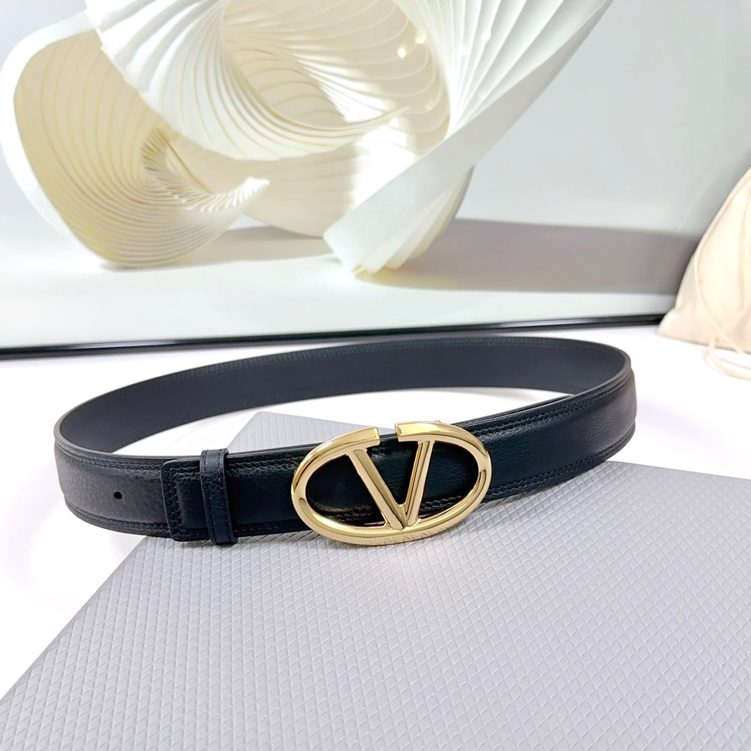 The Bold Edition Belt 34mm Black Calfskin Light Gold Buckle