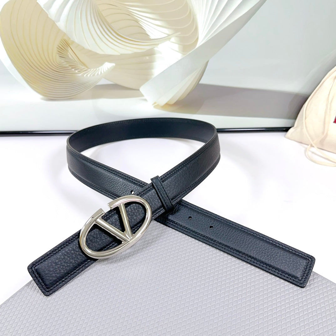 The Bold Edition Belt 34mm Black Calfskin Silver Buckle