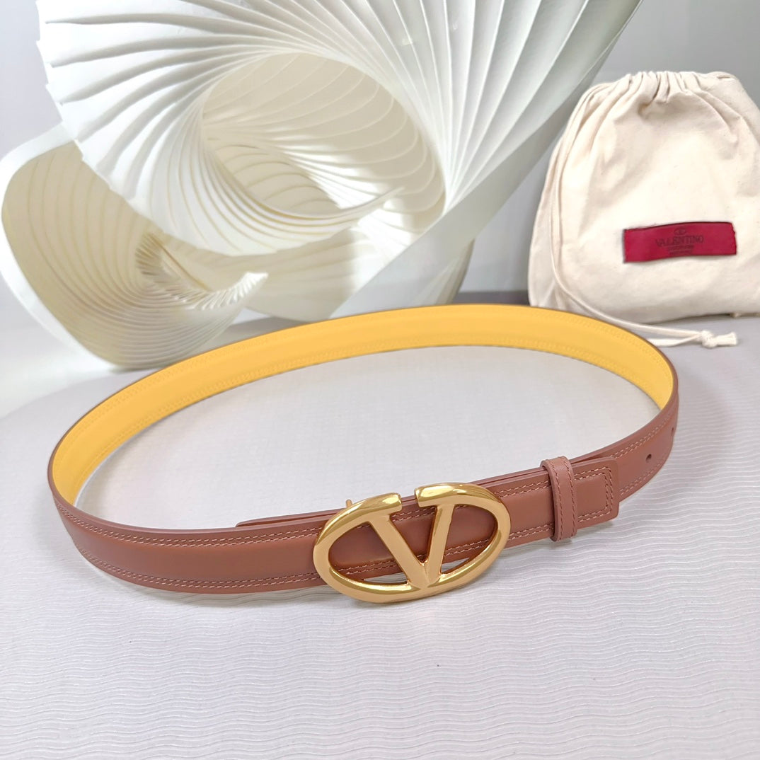 The Bold Edition Belt 30mm Brown Yellow Calfskin Gold Buckle