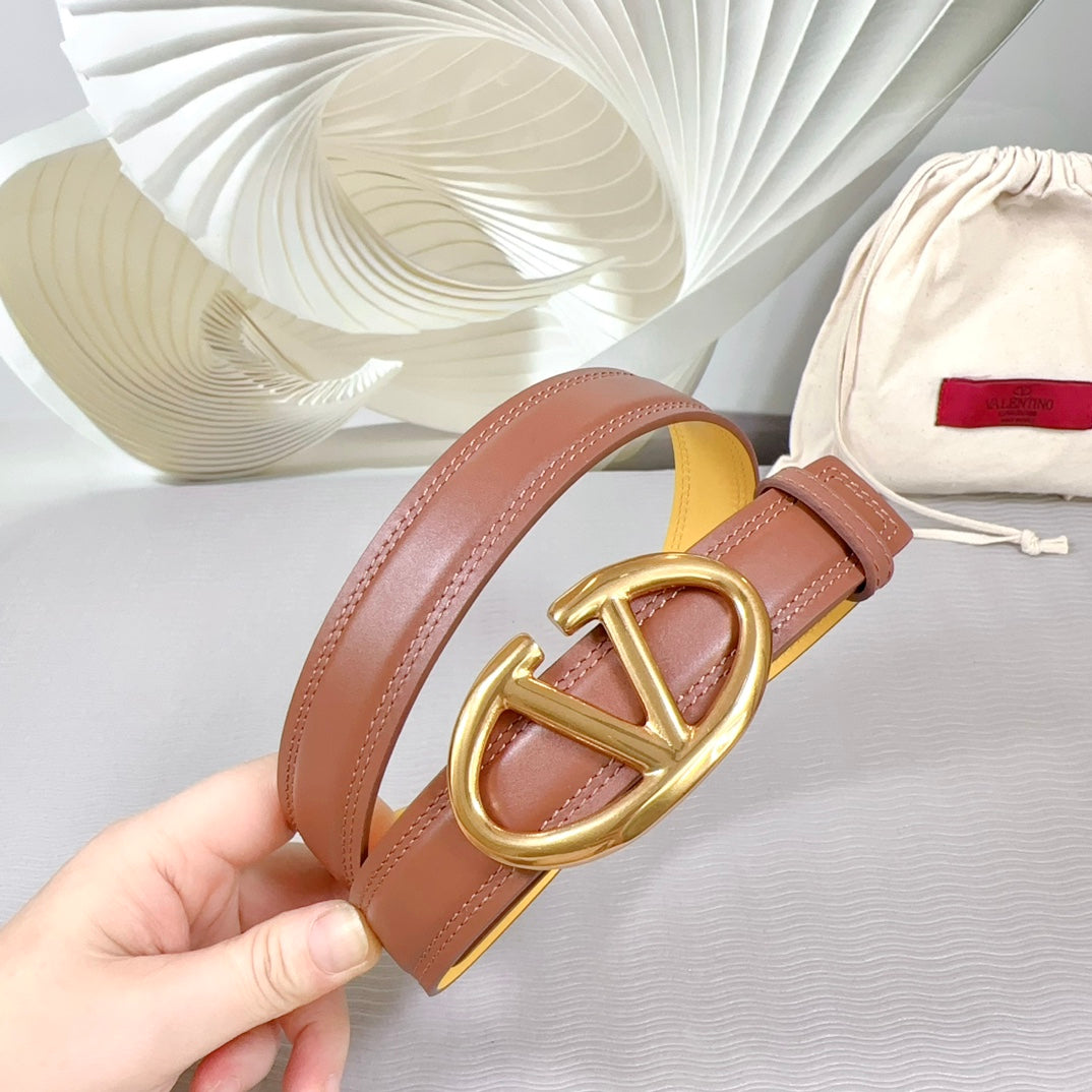 The Bold Edition Belt 30mm Brown Yellow Calfskin Gold Buckle