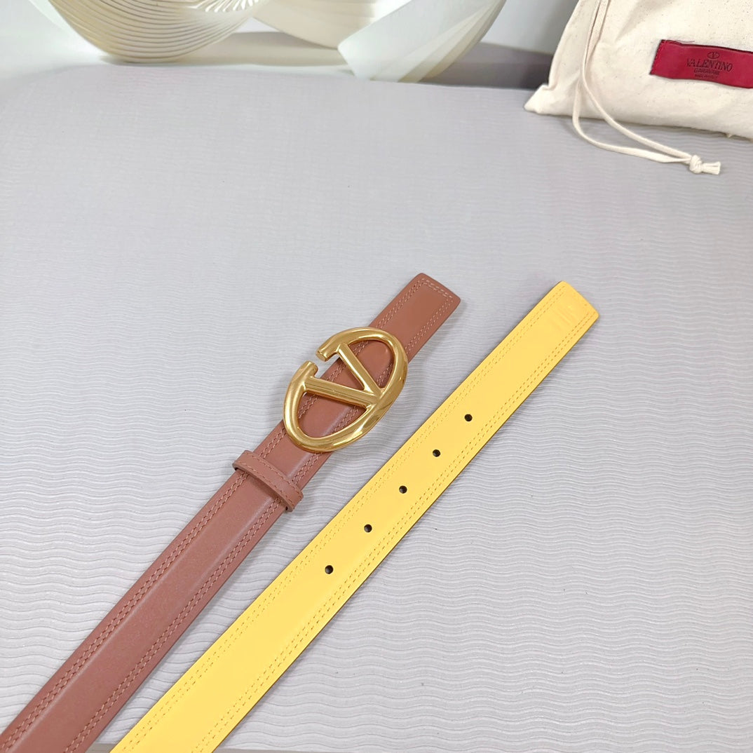 The Bold Edition Belt 30mm Brown Yellow Calfskin Gold Buckle
