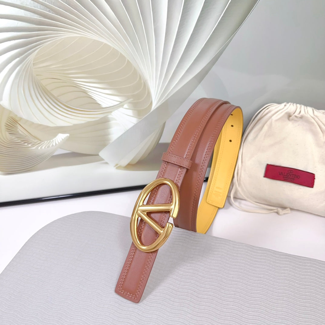 The Bold Edition Belt 30mm Brown Yellow Calfskin Gold Buckle