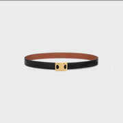 CL MEDIUM 25 MM REVERSIBLE FRAMED TRIOMPHE BELT BLACK AND BRONZE BROWN CALFSKIN GOLD HARDWARE