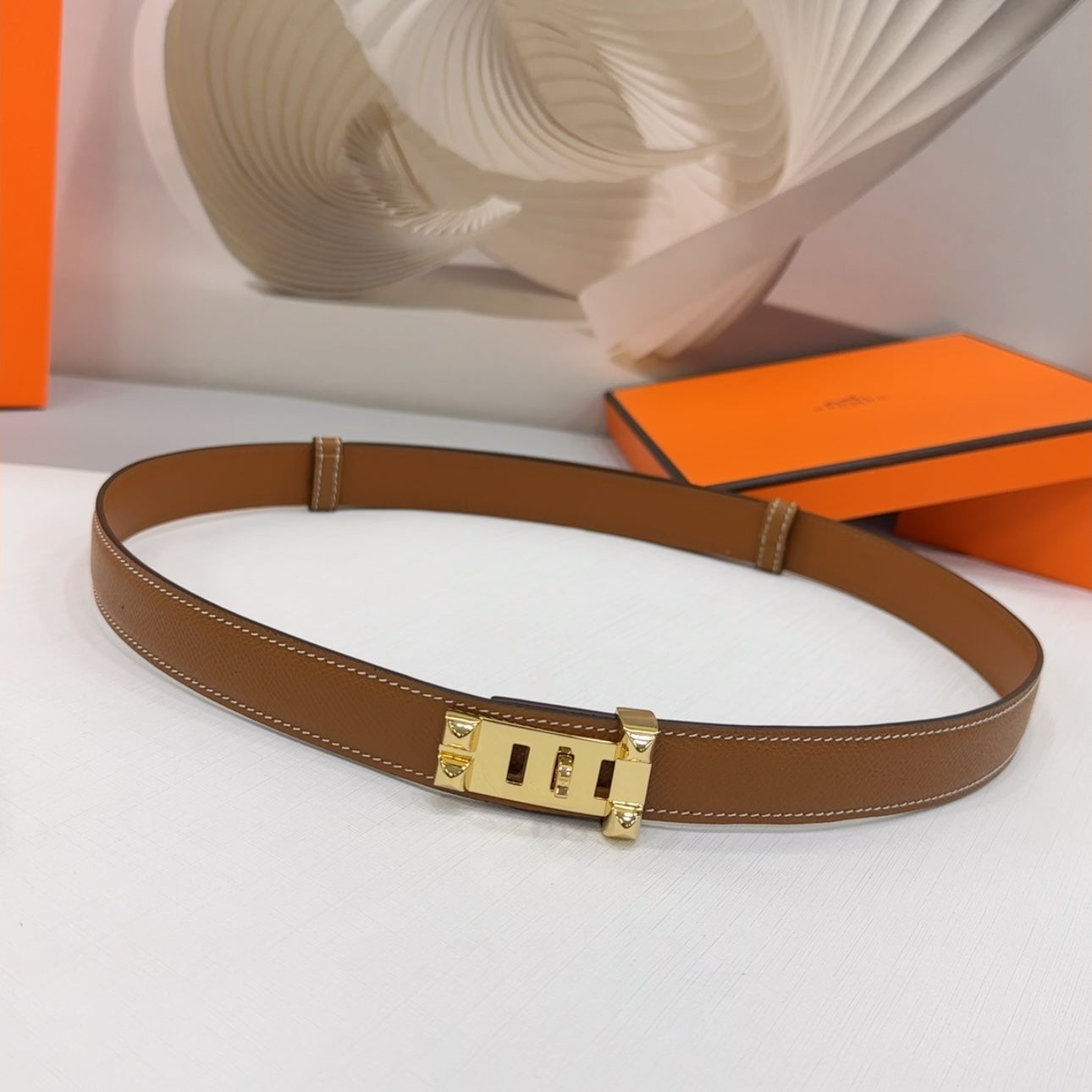 Collier De Chien Belt 30mm Gold Epsom Gold Buckle