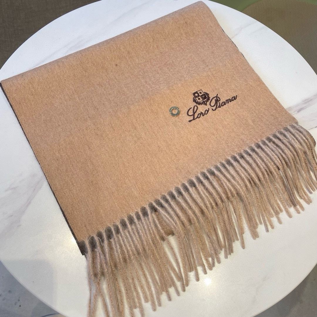 LP Grande Unita Scarf 190 CM In Dark Beige Gradient Brown Earth Cashmere 430414