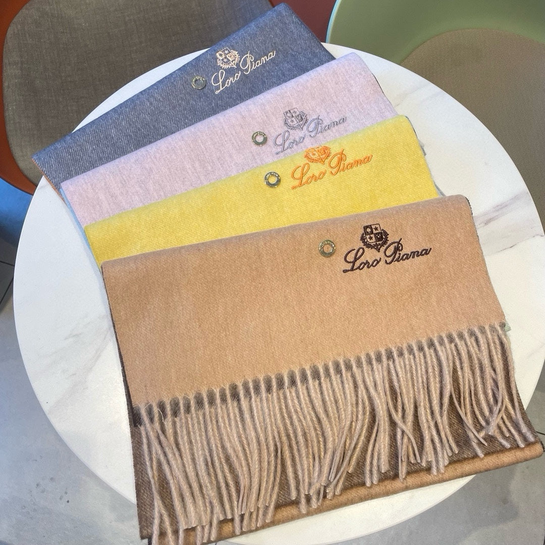LP Grande Unita Scarf 190 CM In Dark Beige Gradient Brown Earth Cashmere 430414