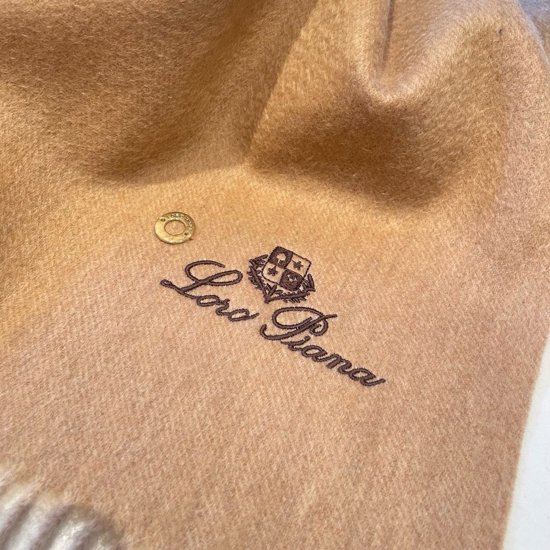 LP Grande Unita Scarf 190 CM In Dark Beige Gradient Brown Earth Cashmere 430414