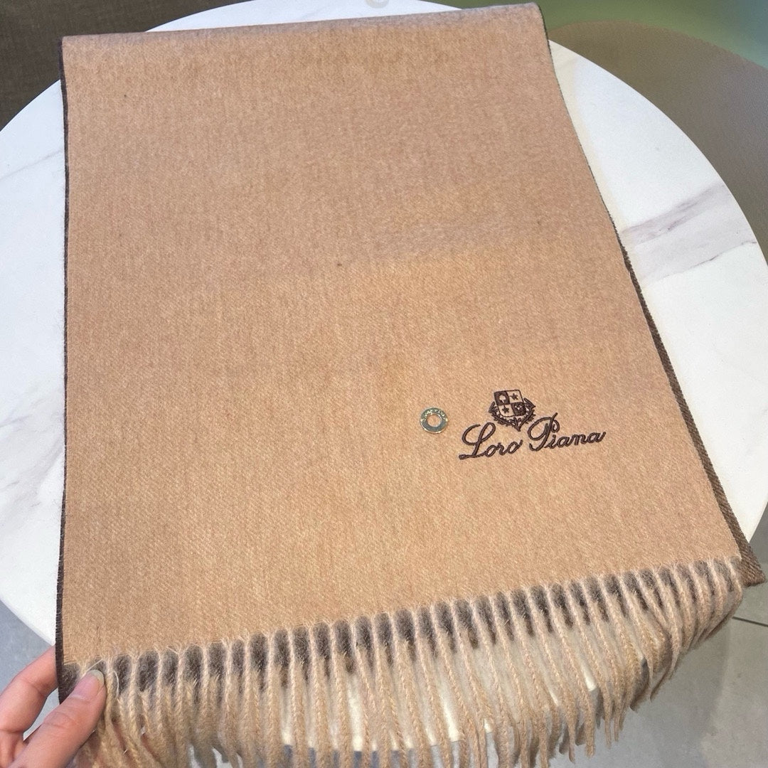 LP Grande Unita Scarf 190 CM In Dark Beige Gradient Brown Earth Cashmere 430414