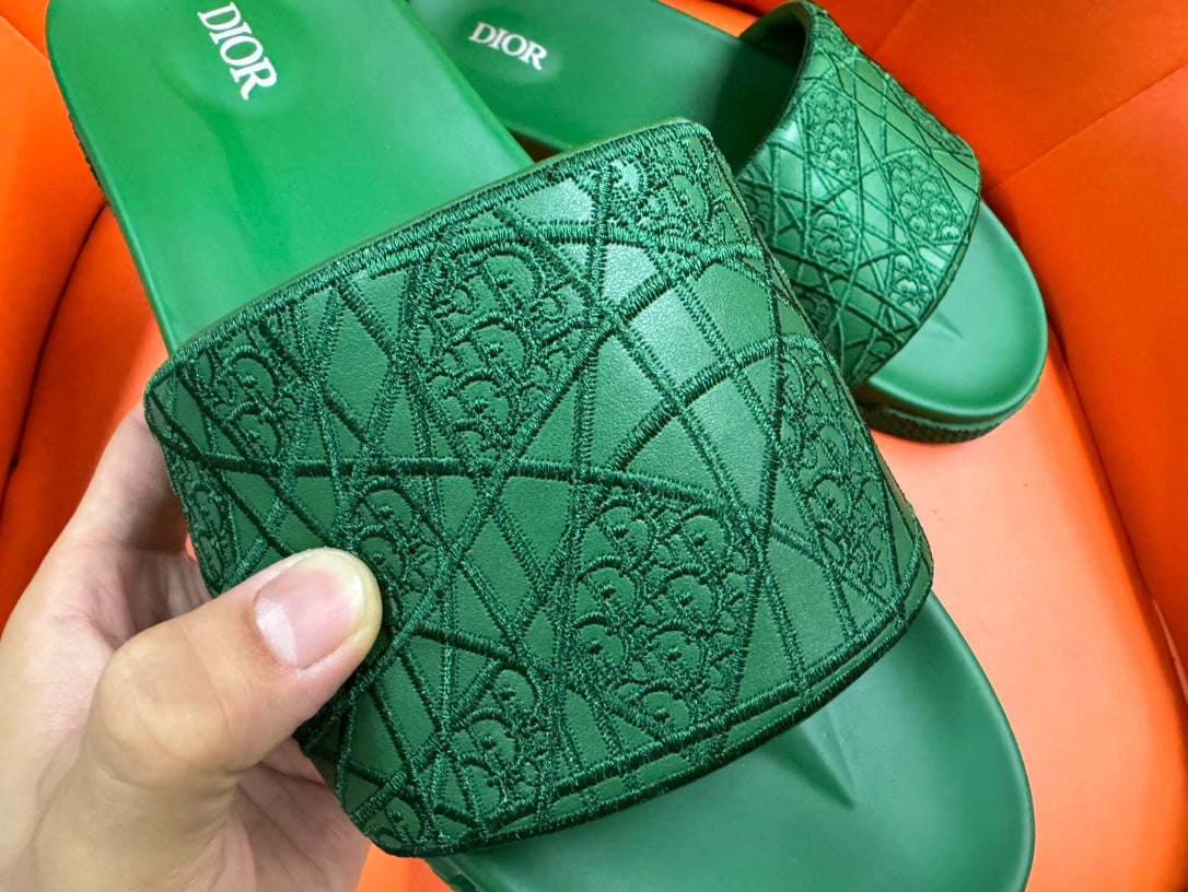 CD AQUA EMBROIDED SANDAL SEA GREEN FABRIC