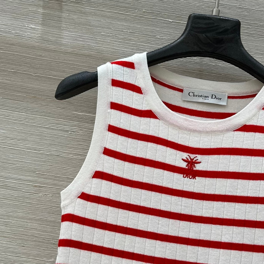CD 25 Tank Top Red White Cotton