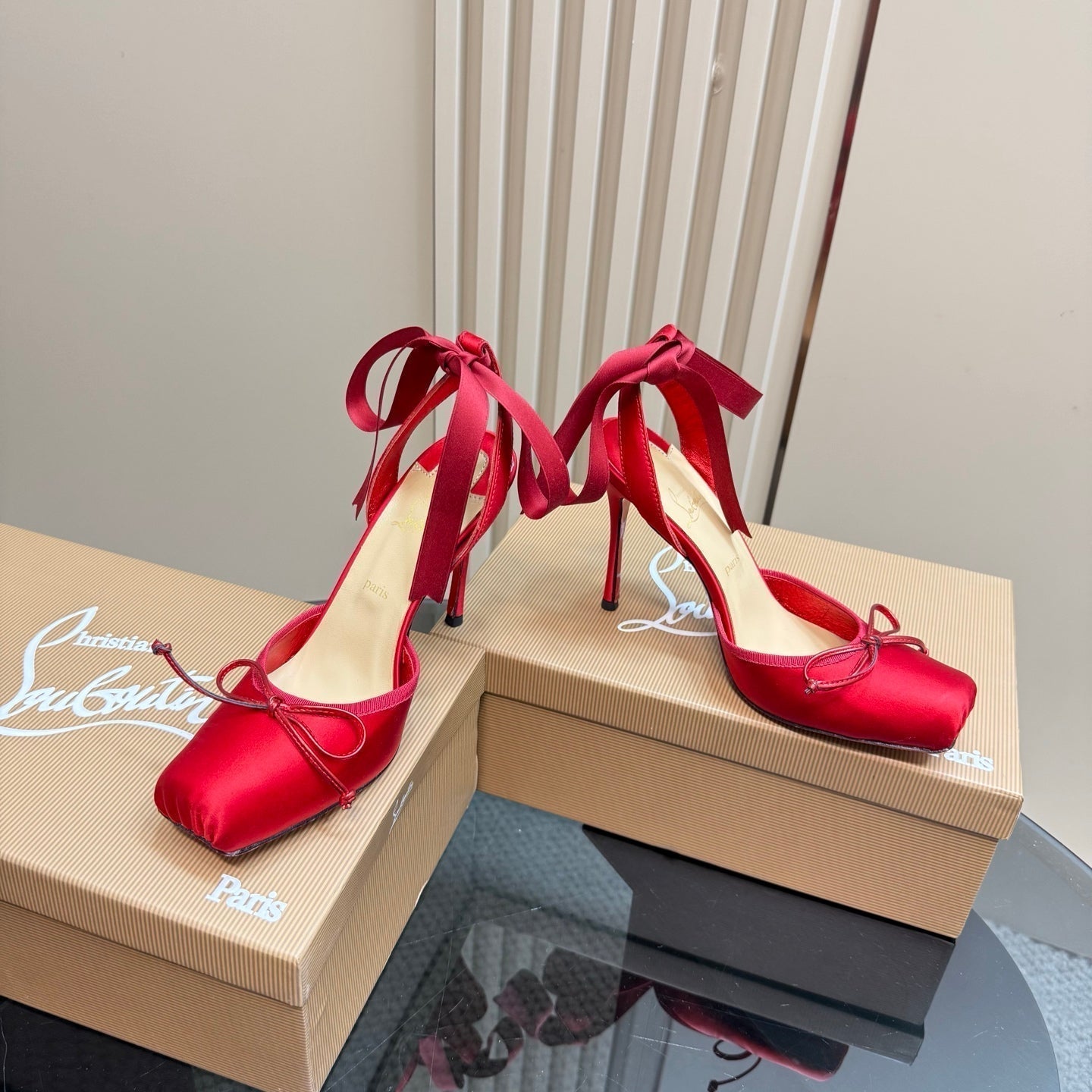 CL 25C Cassia Lace Up 100mm Red Silk 215858
