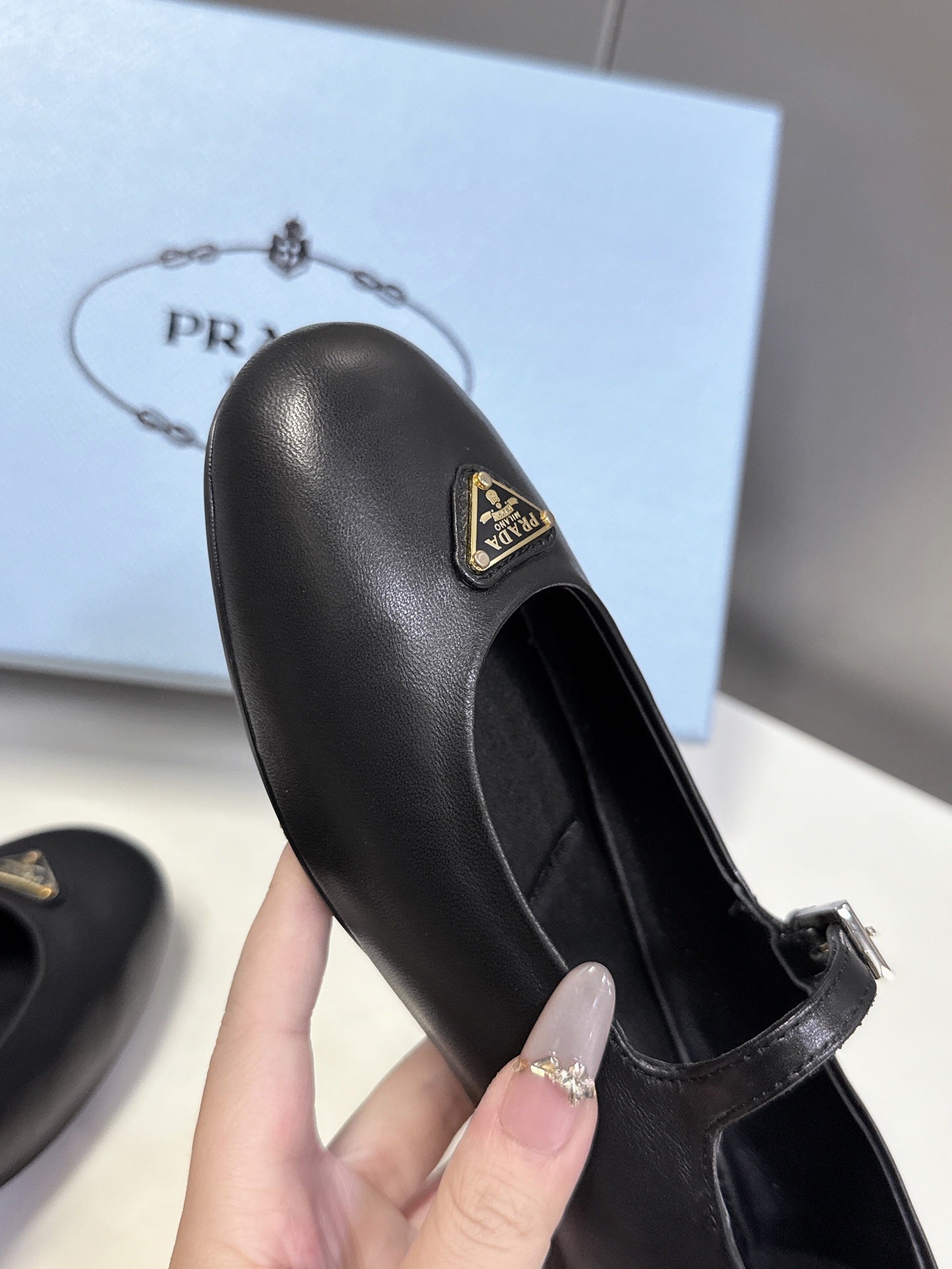 Prada Ballet Flat Black Patent Sheepskin