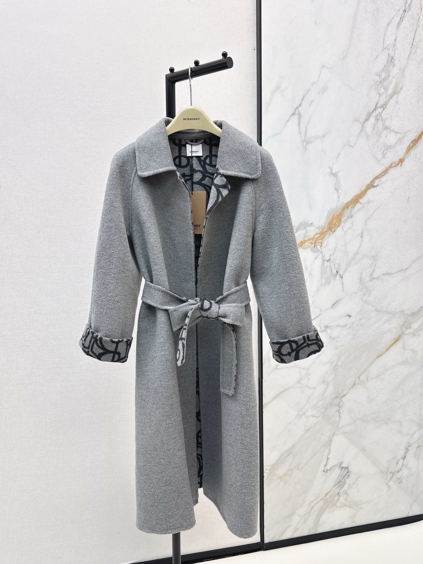 Burberry 25 Long Coat Gray Wool