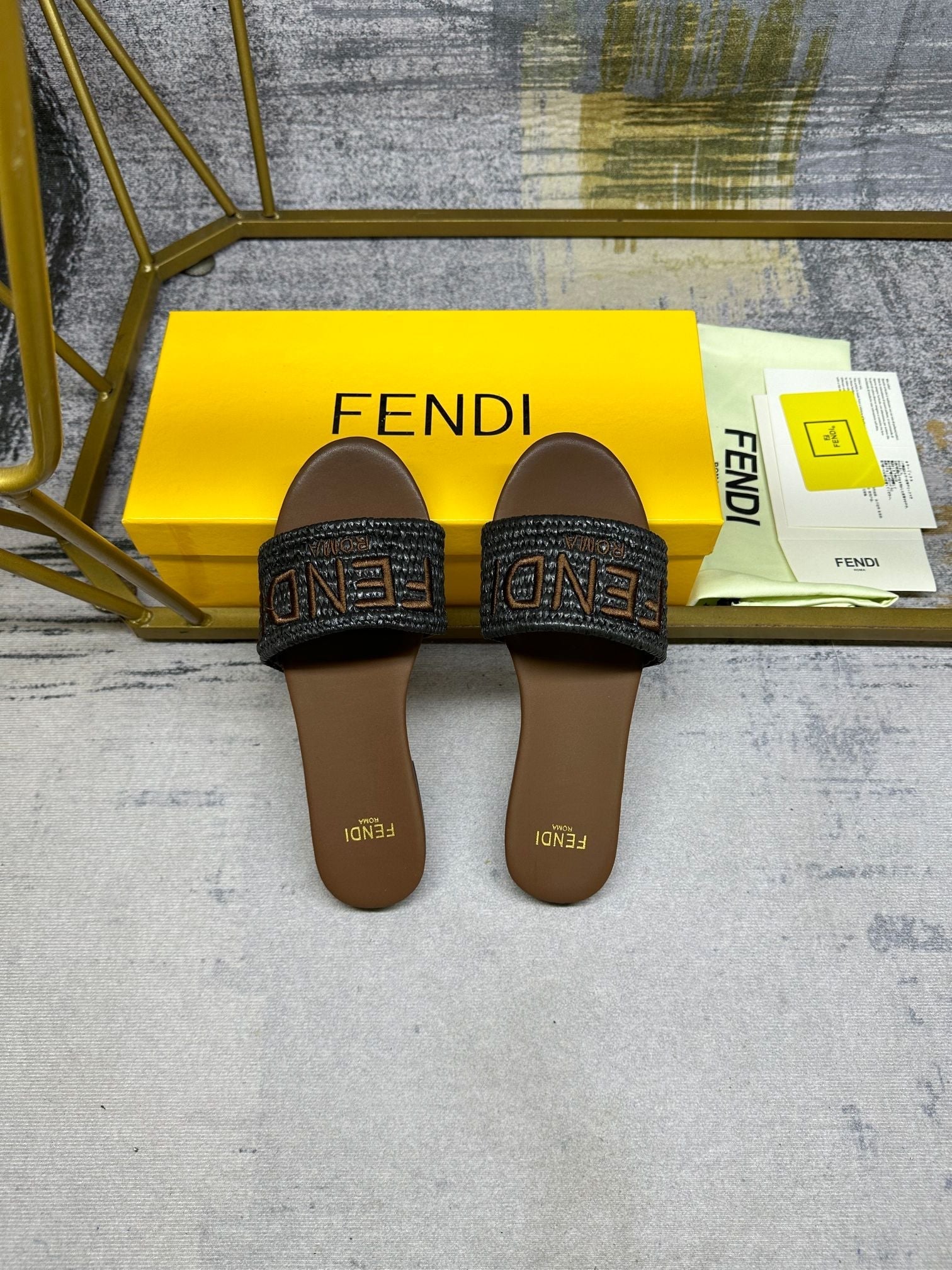 FF Signature 10 Black Brown Cotton Fibre Slide