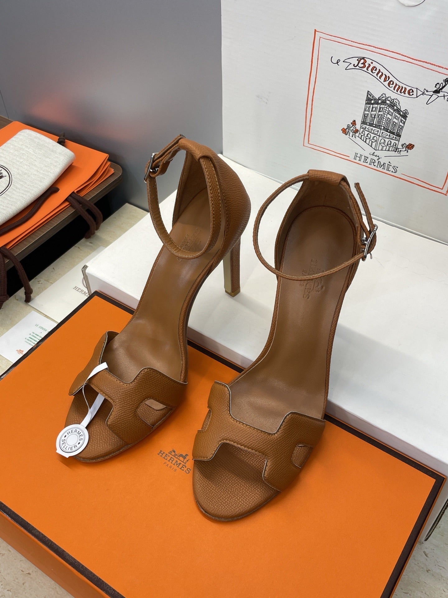 HM 26ss High Heel Sandals 105 Brown Cowhide 607131
