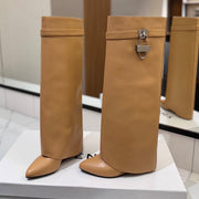 Givenchy 2025 Shark Lock High Boot Beige Calfskin