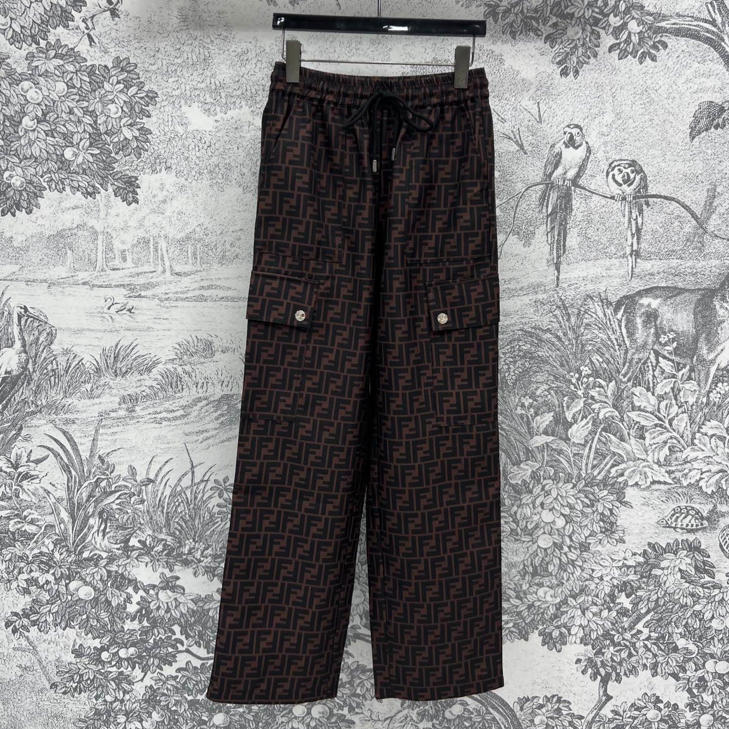Fendi 25 Straight Pants Brown Black Polyester