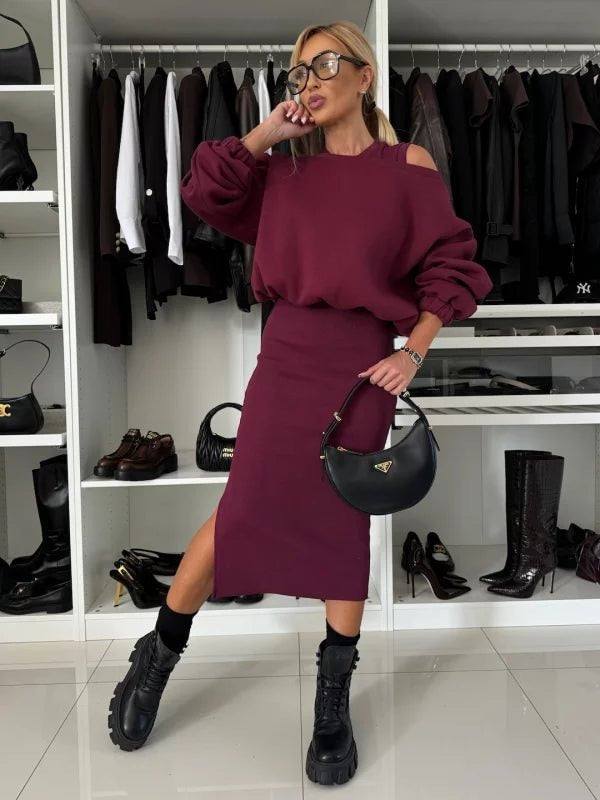 Midi Dress with Matching Sweater #VEV32092