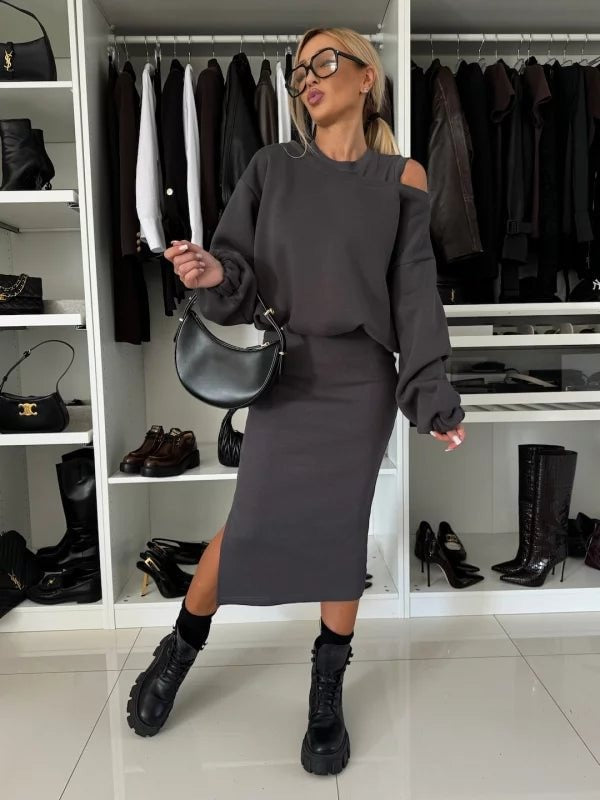Midi Dress with Matching Sweater #VEV32092
