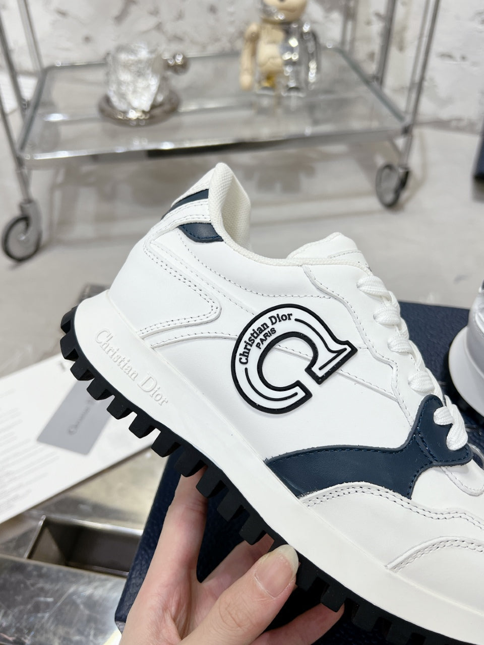 C'est Dior Sneaker 35mm White Mix Charcoal Blue Cowhide
